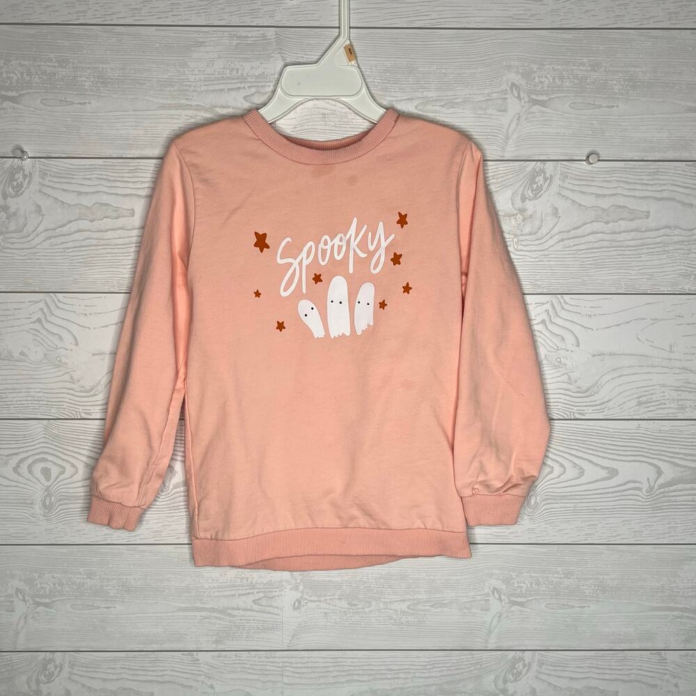 Halloween "Spooky" peach long sleeve crewneck sweatshirt Girls' Size XS(5/6)